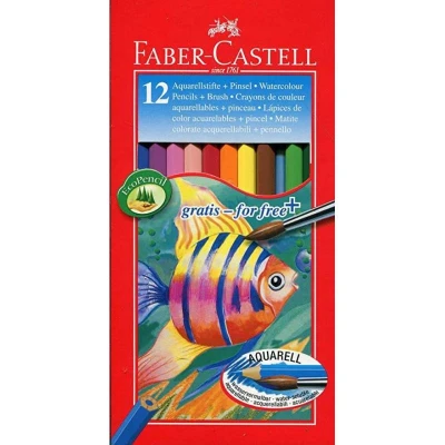 Imagen de Faber Castell 114413 Estuche de cartón con 12 ecolápices acuarelables colores y pincel, multicolor