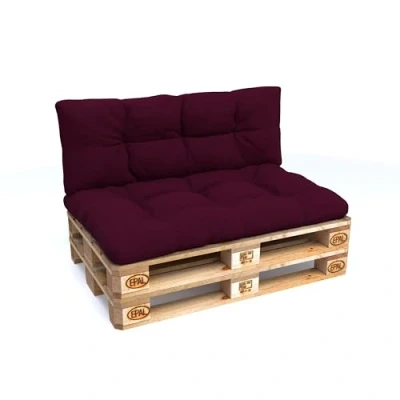 Imagen de POKAR 2 Cojines para Europalés/Europalet aconchadas: 1x Cojín Asiento 120x80x12cm +1x Respaldo 120x40x12cm, sofá de paletas, Interior y Exterior, sin palés, Morado