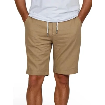 Imagen de riverso RIVOliver Pantalones cortos de lino para hombre, corte regular, largo hasta la rodilla, monocolor, blanco, azul, azul marino, beige, negro, verde, S, M, L, XL, XXL, 3XL, 4XL, 5XL, Arcilla