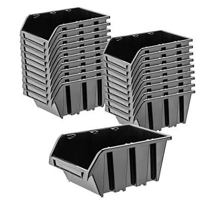 Imagen de KADAX Gavetas Apilables y Modulares de Plastico para Herramientas, Cajas Organizadoras Almacenaje, Almacenamiento (Negro: 20, 195 x 120 mm)