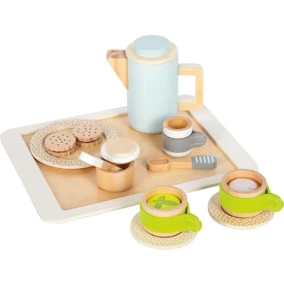 Imagen de small foot Set de té y café Madera para la Cocina Infantil, Juego rol niños a Partir 2 años, 12484, Color Natural
