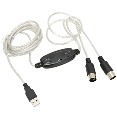 Imagen de Cable USB Midi, Convertidor de Adaptador Entrada Y Salida Midi a USB, Conecte el Teclado Piano la PC, Computadora, Sintetizador, para Windows, Mac OS, 2M / 6.5ft