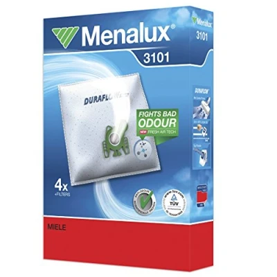 Imagen de Menalux 3101 Pack de 4 bolsas sintéticas y 2 filtro para aspiradoras Hoover Athos Miele Series S2, S5 S8, Classic C1, Complete C2 C3, Ecoline S8