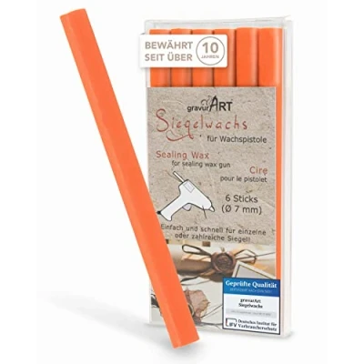 Imagen de Gravurart Cera (flexible) para pistola, 6 barras, color naranja