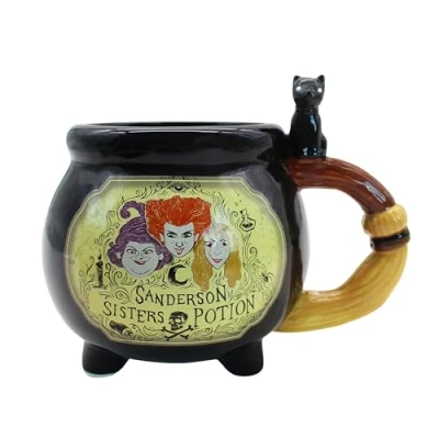 Imagen de Silver Buffalo Hocus Pocus Sisters Potion Label Taza de cerámica esculpida en 3D, 20 onzas