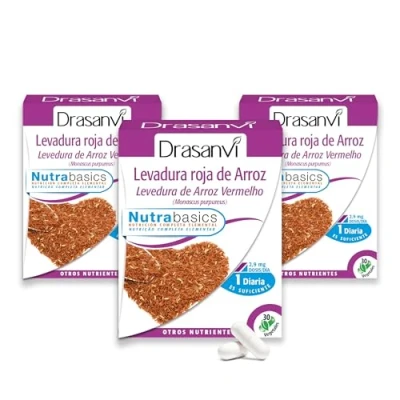 Imagen de DRASANVI Levadura Roja de Arroz (Monascus purpureus) 2,9 mg Monacolina K Contribuye a Mantener los Niveles Normales Colesterol Cápsulas Vegetales 3 x 30