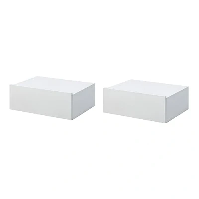Imagen de HOMCOM Set de 2 Mesitas Noche Flotantes con 1 Cajón Diseño Montado en la Pared Estilo Moderno para Dormitorio 40x30x15 cm Blanco