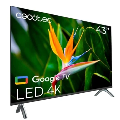 Imagen de Cecotec Smart TV Televisión LED de 43 Pulgadas Resolución 4K UHD A4 Series ALU40043S. Google TV, HDMI 2.1, USB 3.0, HDR10, 16 GB ROM, Voice Assitant, Chromecast, Dolby Audio
