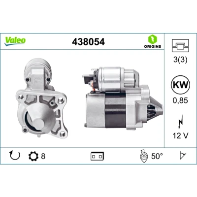 Imagen de VALEO NEW ORIGINAL PART 438054 Motor de arranque 12 0,85 8 RENAULT: CLIO 2, LAGUNA Kangoo I Express