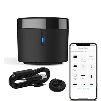 Imagen de Broadlink RM4 Mini sensor de humedad temperatura HTS2 WiFi IR controlador remoto para aire acondicionado TV Set top Box trabajo con Alexa