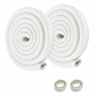 Imagen de HIMRY® 4 Metros Protector Borde Forma de U, Espuma para Mesa Vidrio, Anticolisión Tira Bebés y niños, Protectores Bordes, Extra DENSOS. 2x2M, Off Bianco KXD7003 White