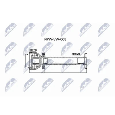 Imagen de NTY NPW VW 008 Junta Homocinética Caja de cambios manual lado engranaje VOLKSWAGEN: Transporter 5 Bus, 5, Multivan (7HM