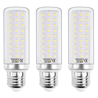 Imagen de HZSANUE LED Maíz Bombilla 22W, 3000K Blanco Cálido, E27 Tornillo Edison Bombilla, 2500lm, 180W Incandescente Equivalentes, 3 Pack