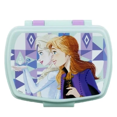 Imagen de ALMACENESADAN 4579 fiambrera Sandwichera rectangular multicolor; producto de plástico reutilizable; libre BPA; dimensiones interiores 16,5x11,5x5,5 cm (Disney Frozen)