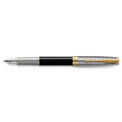 Imagen de Parker Sonnet Metal &amp; Black Lacquer GT FP F