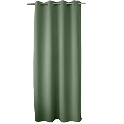 Imagen de ED ENJOY HOME Cortina Opaca con Ojales Plateados, Verde Arcilla, 140 x 240 cm, 100% poliéster, Tejido Certificado Oeko Tex, colección Regaliz