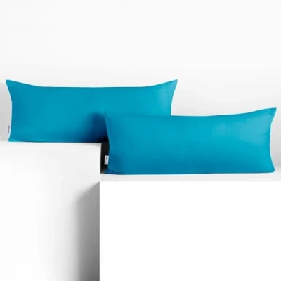 Imagen de DecoKing 2 Fundas de Almohada 40 x 120 cm, algodón, con Cremallera, Color Cian ámbar