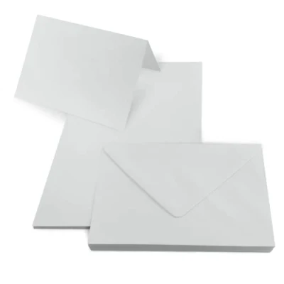 Imagen de Netuno Set de 25 tarjetas grises plegadas DIN B6 168x240mm 160g + sobres 125x175mm 80g Rainbow gris juego con humedos para fiesta invitaciones papelería bricolaje