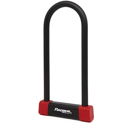 Imagen de RADIKAL RK120310 Candado Moto U Premium Homologado SRA, 120x310mm Más Opciones Bloqueo, Arco ø18mm Acero Cementado Revestido de Doble Cierre, Cerradura Antirrobo Lock Scooter, Bici Eléctrica