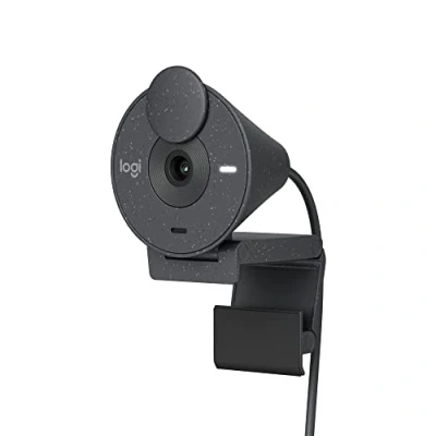 Imagen de Webcam Logitech Brio 300, Full HD, Micrófono con reducción de ruido, USB C, Corrección luz, Windows, Mac, Obturador privacidad, Negro