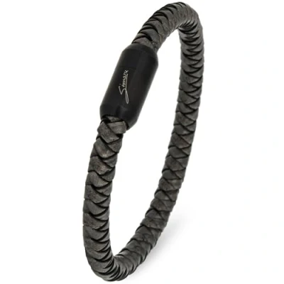 Imagen de Simaru pulsera de cuero Fabricada en Alemania, trenzado 6 mm con cierre magnético acero inoxidable, primera calidad resistente al agua y respetuosa la piel