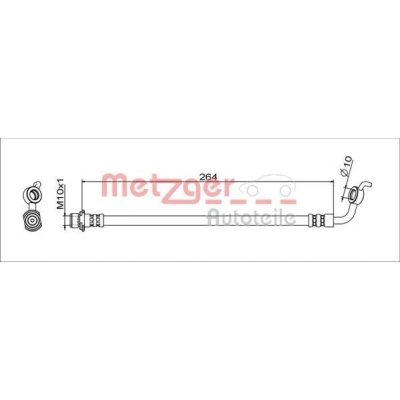 Imagen de METZGER 4111719 Latiguillos de Freno Eje trasero izquierda 264 M10x1 TOYOTA: RAV4 IV SUV
