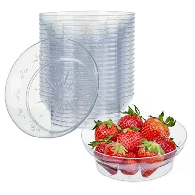 Imagen de MATANA 20 Cuencos de Plástico Duro Transparente, 360ml Postres, Aperitivos, Bocadillos, Caramelos, Dulces, Helados, Chuches Resistente, Elegante y Reutilizable