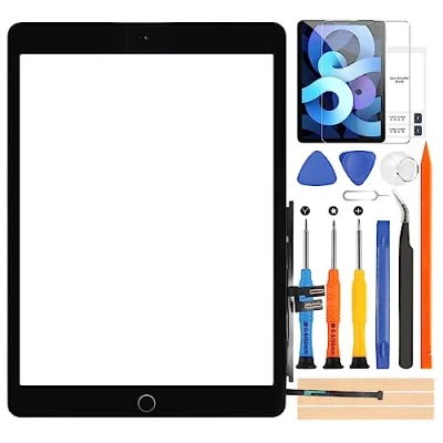 Imagen de pantalla táctil para iPad 7 2019 8 2020 digitalizador iPad7 iPad8 Reemplazo de A2197 A2198 A2200 A2270 A2428 A2429 A2430 con herramientas (con botón