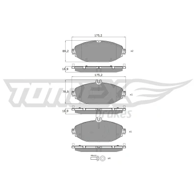 Imagen de TOMEX brakes TX 18 53 Juego de pastillas freno Eje delantero preparado para indicador desgaste con tornillos pinza