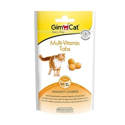 Imagen de GimCat Multi Vitamin, comprimidos Con beta glucano y taurina Este complejo fomenta las defensas naturales favorece la función cardíaca vista Pack de 8 (8 x 40 g)