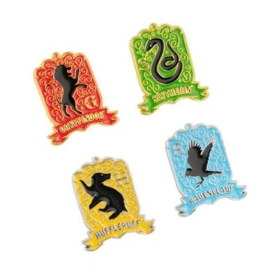 Imagen de Set Pins Harry Potter 4 Figuras Potter, broches: Escudos Hogwarts regalos, Merchandising Oficial