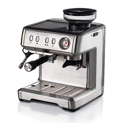 Imagen de Ariete 1313 Cafetera Espresso de Metal Monodosis, 1600W, 15 Bars, 2 Litros,Café En Polvo Y Ese Pods, Cappuccino, Molinillo Integrado, Cuerpo Acero Inoxidable