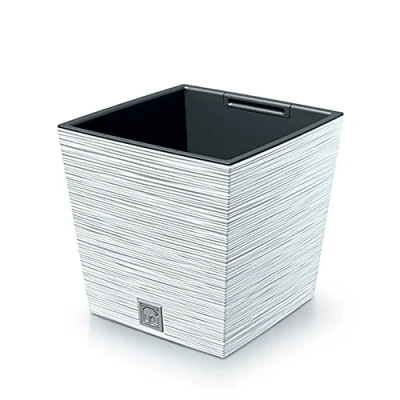 Imagen de Macetero color blanco, con depósito, colección FURU, de 24 x 23,5 cm, capacidad 7,5 L.