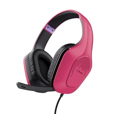 Imagen de Trust Gaming GXT 418P Rayne Cascos Ligeros para PC Xbox PS4 PS5 Switch Mobile, Drivers de 50 mm, Conexión 3.5 Micrófono Plegable, Auriculares con Cable 2m Over Ear, Rosado