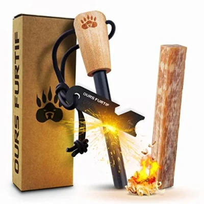 Imagen de Pedernal Supervivencia Profesional Encendedor de Ferrocerio XL 10mm 15.000 Usos Incluye un Encendedores Fuego Camping Accesorios Rascador Multiusos