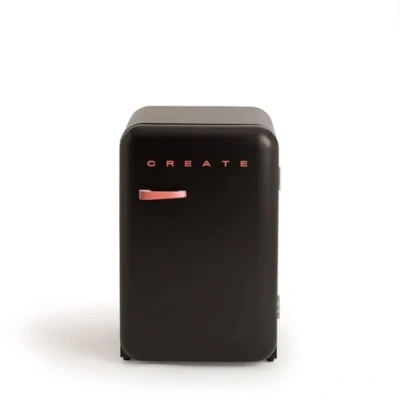 Imagen de CREATE / RETRO FRIDGE 83.5 TERRACOTA/Frigorífico negro maneta terracota 98W, bajo consumo, 2 estantes, regulador temperatura, botellero, 56x54x84cm
