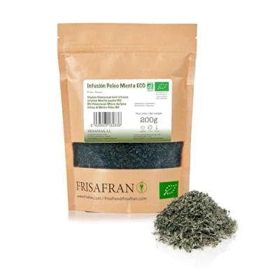 Imagen de FRISAFRAN Infusión De menta poleo A Granel Ecológica 200g Té Digestiva Anti resfriados Bebida saludable para la Respitación Antiviral natural infusion