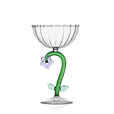 Imagen de Ichendorf Copa de champán Milán Flor Lila Colección Botánica 28 cl Vidrio Borosilicato Hecho a Mano