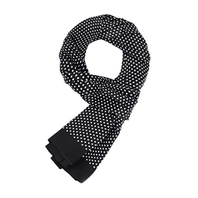 Imagen de WANYING Noble Bufanda de Seda para Hombres 100% 11 Momme Doble Página Primavera Verano Otoño Casual Business 155x26cm Polka Dots Negro
