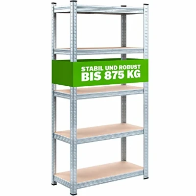 Imagen de Monzana® 2X Estanterías Metálicas Plata 1750Kg 180x90x40cm Cargas Pesadas Taller 10 Estantes MDF Almacenamiento