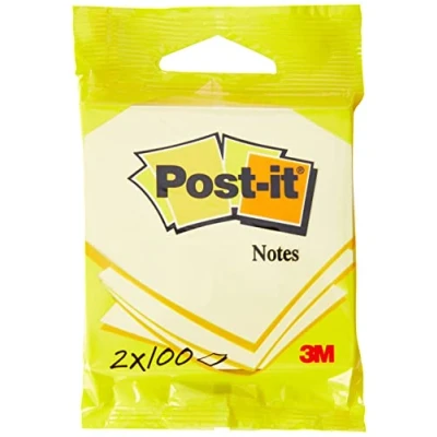 Imagen de Post it Notas, Canary Yellow, 76 mm x mm, 100 Hojas/Bloc, 2 Blocs/Paquete