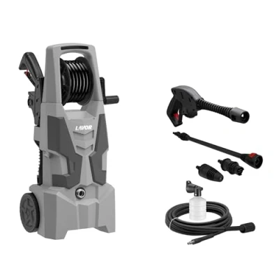Imagen de Lavor Hidrolimpiadora de agua fría RUN EXTRA 145 GL con enrollador manguera, Presión max bar, Caudal 420 litros por hora, Motor 1900 Watt