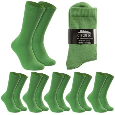 Imagen de CityComfort Calcetines Hombre 6 o 12 Pack Algodon Trabajo, Gimnasio, Divertidos Regalos Navidad para Hombres (Verde Pack)