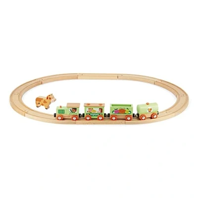 Imagen de Janod Tren Granja Story Circuito de Madera Incluye Figura Vaca Juguete Estímulo Motricidad Fina Certificado FSC Pintura al Agua A partir 3 Años, J04630