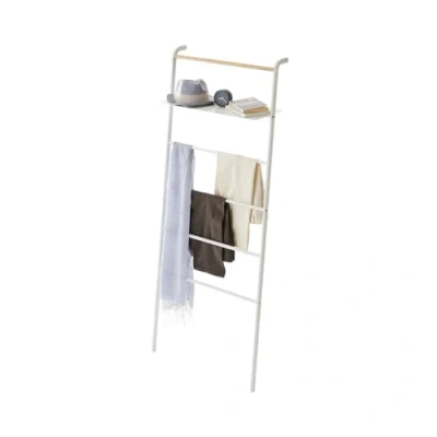 Imagen de YAMAZAKI Torre Escalera para Ropa, Acero aleado Madera, Blanco, Talla única
