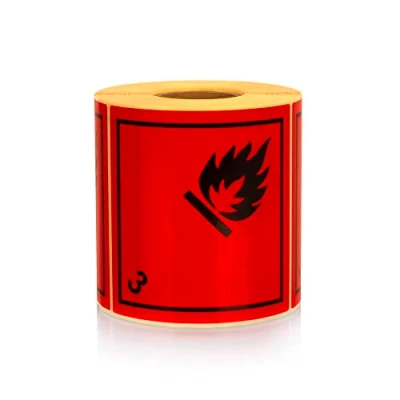 Imagen de MD Labels 500 etiquetas de mercancías peligrosas, 100 x mm, clase 3, sustancias líquidas inflamables, pegatinas transporte, peligrosas