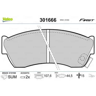 Imagen de VALEO 301666 Juego de pastillas freno FIRST Eje delantero con contacto avisador desgaste sin chapa antichirridos SUZUKI: SWIFT 2, Cappucсino