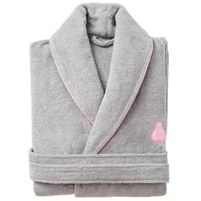 Imagen de UNITED COLORS OF BENETTON. Albornoz Unisex Hombre o Mujer 380gsm 100% algodón, Gris con Pera Rosa Fruits