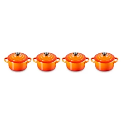 Imagen de Le Creuset Serving Pan / Mini Casserole 4 pieces Signature Orange Red ø 10 cm 250 ml