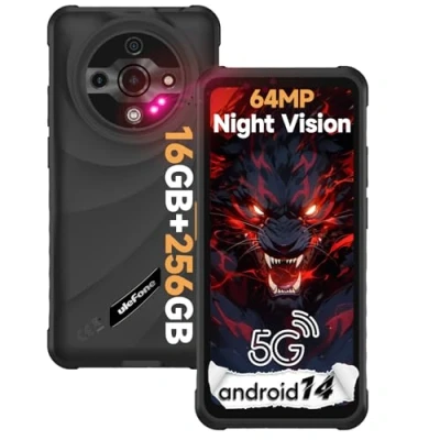 Imagen de Ulefone Armor X31 Pro Movil Resistente, 16GB+256GB/2TB Android 14 Móvil Rugerizado, 6050mAh, 64MP+25MP Visión Nocturna Moviles Indestructibles, 120Hz 6.56&quot; FHD+, Dual 5G SIM/IP68/NFC/GPS/Face ID Negro